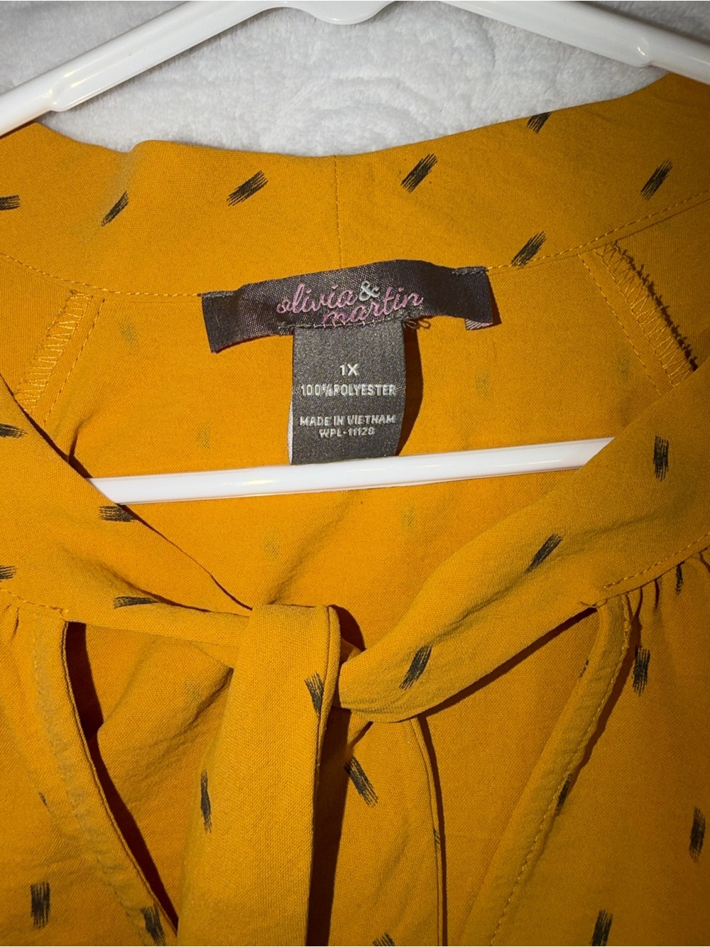 Olivia & Martin - Mustard Yellow Tie-Front Blouse – Size 1X - 100% Polyester - Picture 5 of 7